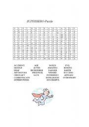 English worksheet: supperhero -puzzle