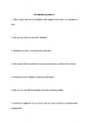 English worksheet: 20 interview questions