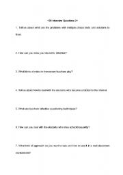 English Worksheet: 20 interview questions