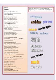 English Worksheet: SONG: MARIA - BLONDIE