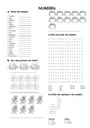 English Worksheet: numbers