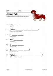 English worksheet: Animal Talk