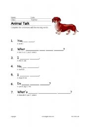 English Worksheet: Animal Talk