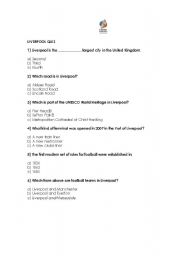 English Worksheet: Liverpool Quiz