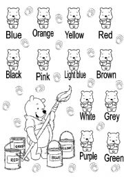 English Worksheet: colours + pooh 