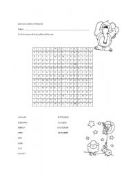 English Worksheet: Lets Play with the Months 