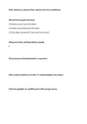 English Worksheet: Ejercicio de condicionales