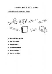 English worksheet: school things