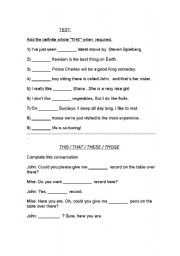 English worksheet:  Article THE ,and  for fun complete a conversartion.