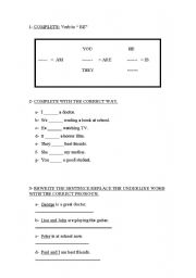 English Worksheet: verb to be-pronouns