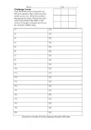 English worksheet: Challenge Corner