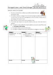 English Worksheet: Vocabualry game -Occupations and buildings