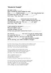 English worksheet: wonderful tonight - song