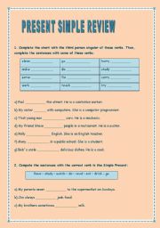 English Worksheet: Present Simple Review