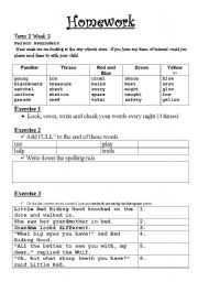 English Worksheet: Homework sheet