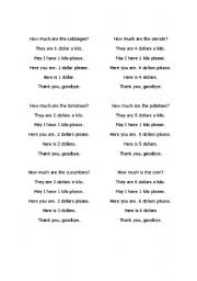 English Worksheet: Vegetables shopping role playing game