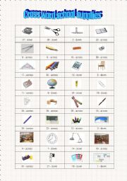 English Worksheet: Crossword school supplies