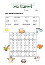 Foods Crossword