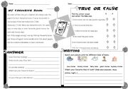 English Worksheet: Books Reading + activities + answers