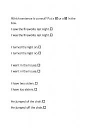 English worksheet: correct the sentences