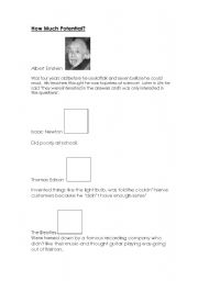 English Worksheet: How Much Potential