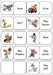 English Worksheet: What did he do ? - Past Simple Dominoes  + B/W version + Rules ( 5 pages )