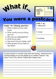 English Worksheet: What if Series 19 (object series): What if You were a postcard.