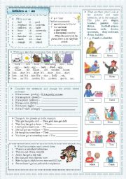 English Worksheet: The Indefinite Article: a/an