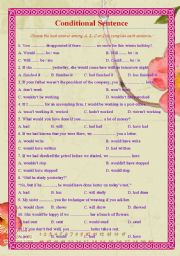 English Worksheet: Conditional Sentences (30 multiple choice sentences) - with answer