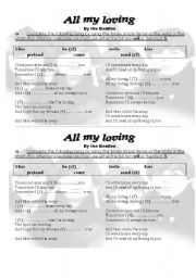 English Worksheet: all my loving by the beatles