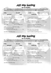 All My Loving By The Beatles Esl Worksheet By Isaveluchita