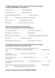 English Worksheet: Grammar revision for 1 and 2 Bachillerato students