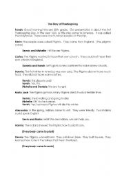 English Worksheet: The Story of Thanksgiving (adapted from a Internet story)