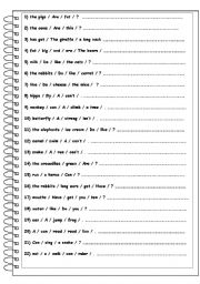 English Worksheet: build up sentences