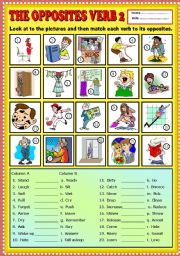 English Worksheet: The Opposites Verb part 2 + KEY