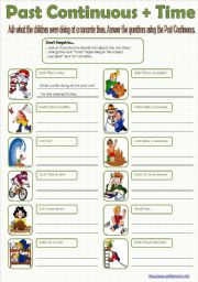 English Worksheet: Past Continuous + Time