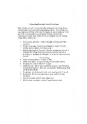 English Worksheet: Independent Reading Project