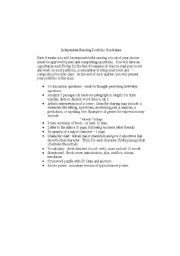 English worksheet: Independent Reading Project