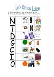 English worksheet: Review of ABC letters