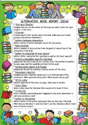 English Worksheet: ALTERNATIVE  BOOK  REPORT  IDEAS