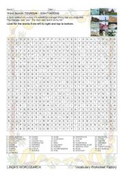 English Worksheet: WORDSEARCH: TOURISM - SIGHTSEEING