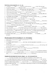 English Worksheet: PREPOSTIONS: ON - IN - AT