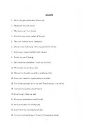 English Worksheet: REWRITE THESE SENTENCES