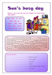 English Worksheet: Sues busy day