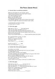 English Worksheet: Im yours - Jason Mraz