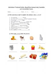 English worksheet: countable uncountable nouns