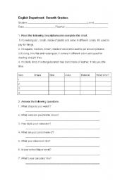 English worksheet: descriptions