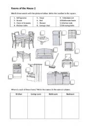 English Worksheet: Rooms of the House 2