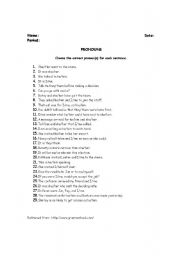 English Worksheet: Pronouns