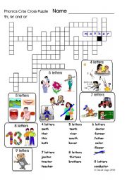 English Worksheet: Phonics Criss Cross Puzzle: 4 versions included